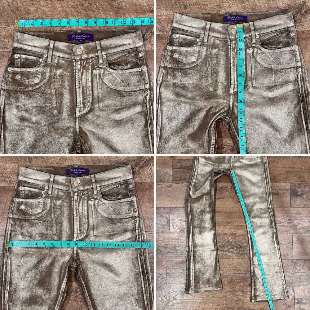 Ralph Lauren Purple Label Collection Metallic Gold Boot Cut Jeans Made in Italy - Picture 16 of 17